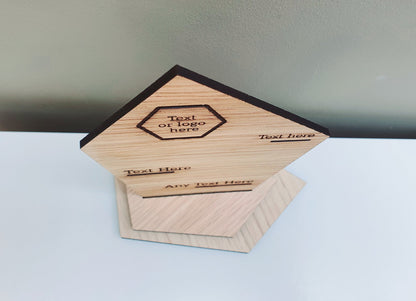 Unique Wooden Custom Award Trophy With Base  - Eco-friendly Trophies - Different Sizes Available - Design And Text Can Be Adapted