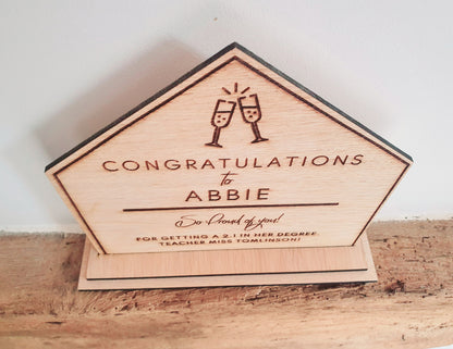 Personalised Congratulations/Welldone Wood Gift l Custom So Proud of You Plaque l New Job, New Home, Graduation, Exam Results l Any Text