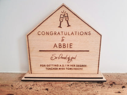 Personalised Congratulations/Welldone Wood Gift l Custom So Proud of You Plaque l New Job, New Home, Graduation, Exam Results l Any Text