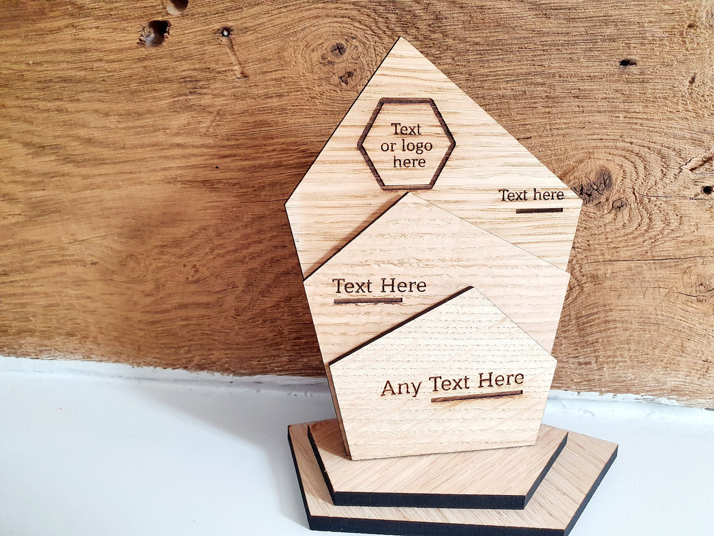 Unique Wooden Custom Award Trophy With Base - Eco-friendly Trophies - Different Sizes Available