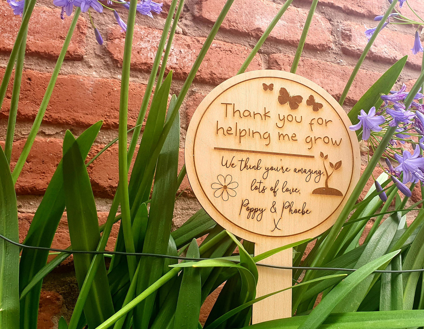 Personalised Thank you for Helping Me Grow - Wooden Garden Sign - Childminder Gift - Gift for Nursery Worker - Gift for Teacher