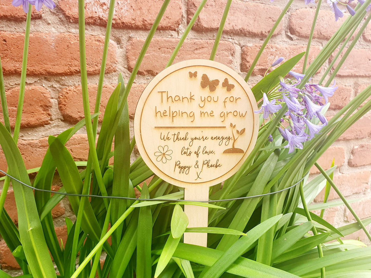 Personalised Thank you for Helping Me Grow - Wooden Garden Sign - Childminder Gift - Gift for Nursery Worker - Gift for Teacher