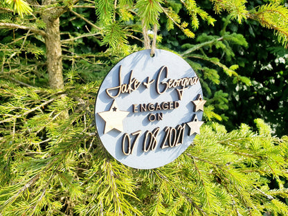 Engagement or Wedding Gift, Present for Engagement or Wedding- Detailed, Personalised Bauble/Sign with 3D Wood Letters - Different Colours