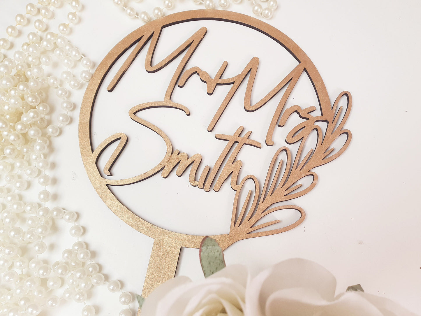 Large Wooden Personalised Wedding Cake Topper - Personalised Mr and Mrs Cake Topper - Different Colours Available