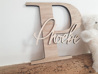 Personalised Gift for Baby/Child - Nursery Sign - Large Wooden Letter and Name - Large and Small Letters Available