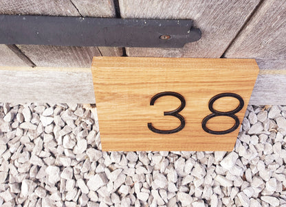 Address Sign Made From a Solid Oak Base and Raised Black Acrylic- House Number Wood Plaque - Any Word Oak Outdoor Sign - House Name Sign