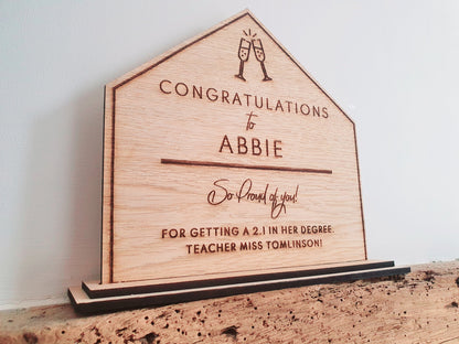 Personalised Congratulations/Welldone Wood Gift l Custom So Proud of You Plaque l New Job, New Home, Graduation, Exam Results l Any Text