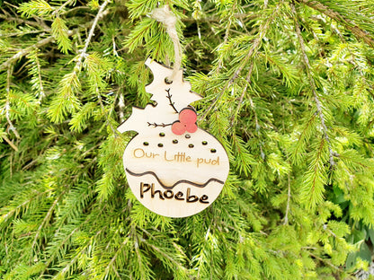 Personalised Christmas Pudding Bauble - Custom Wooden Christmas Name Tree Decoration - Child Christmas Decoration - Our Little Pud Bauble