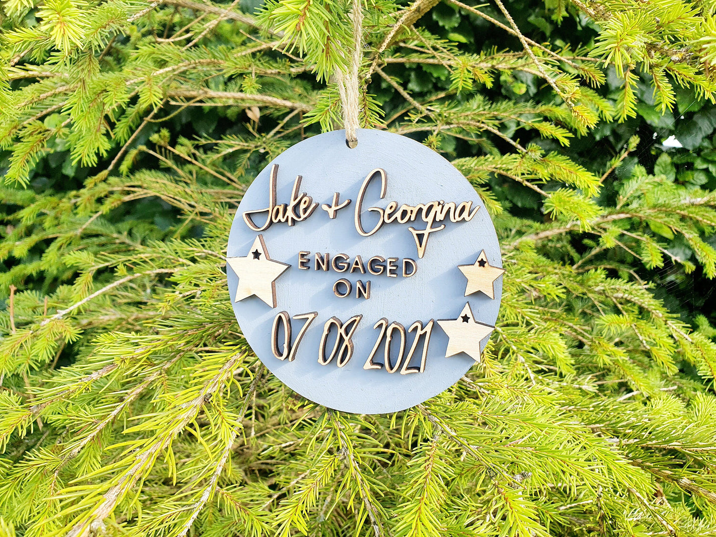 Engagement or Wedding Gift, Present for Engagement or Wedding- Detailed, Personalised Bauble/Sign with 3D Wood Letters - Different Colours