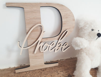 Personalised Gift for Baby/Child - Nursery Sign - Large Wooden Letter and Name - Large and Small Letters Available