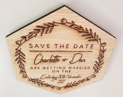 Rustic Save the Dates Fridge Magnets - Personalised Wooden Save the Date Fridge Magnets - Wooden Wedding Save The Dates