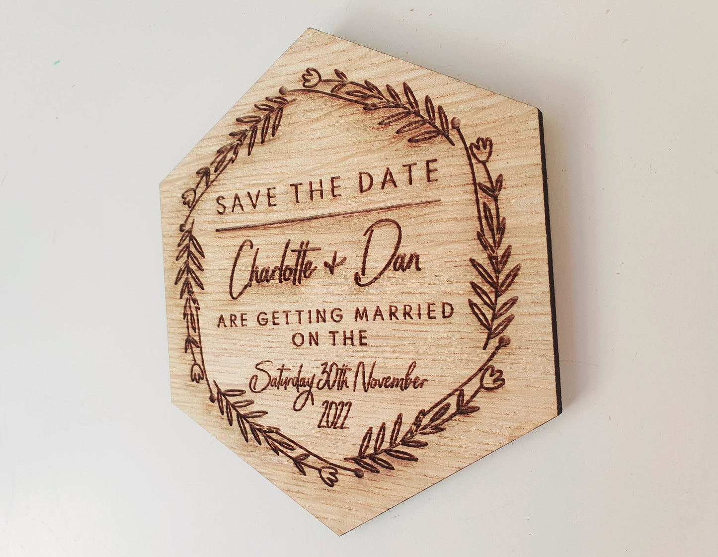 Rustic Save the Dates Fridge Magnets - Personalised Wooden Save the Date Fridge Magnets - Wooden Wedding Save The Dates