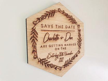 Rustic Save the Dates Fridge Magnets - Personalised Wooden Save the Date Fridge Magnets - Wooden Wedding Save The Dates