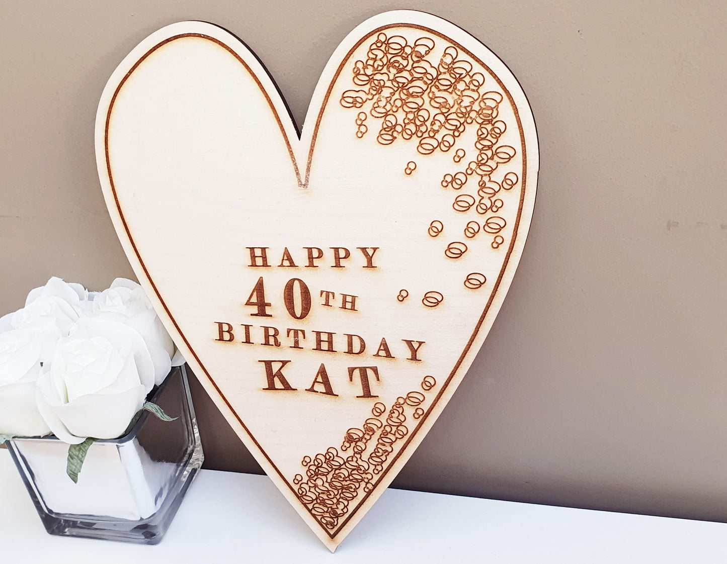 Personalised Heart Engraved Birthday Gift Plaque - Gift for any Birthday, 16th  18th, 21st, 25th, 30th, 40th, 50th, 60th, 70th, 80th etc