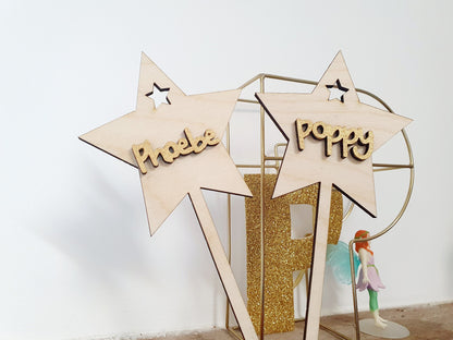 Personalised Wooden Fairy Wand with Name - Children's Name Fairy Wand Made From Wood - Fairy Theme Stocking Filler - Range of Colours