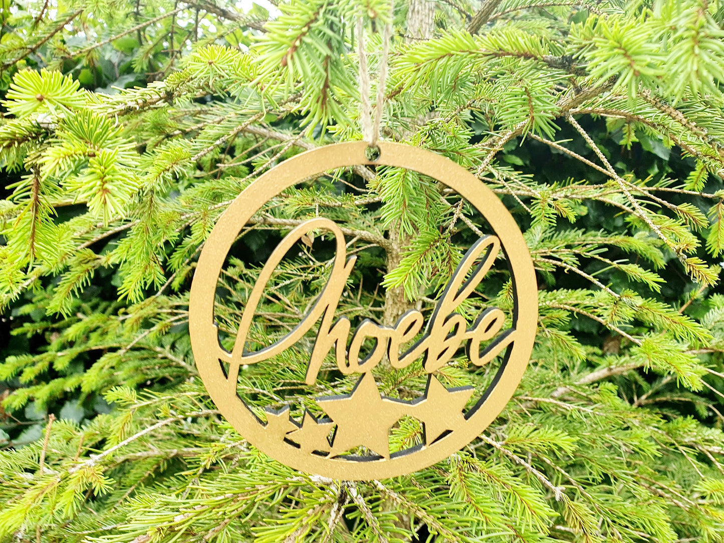 Personalised Christmas Name Wood Bauble - Custom Wooden Christmas Name Tree Decoration - Name Christmas Decoration - Range of Colours