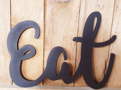 Eat Wood Sign - Large Wood Sign for Kitchen - Large Kitchen Wood Letters Sign - Eat Wood Letters for Dining Area - Range of Colours