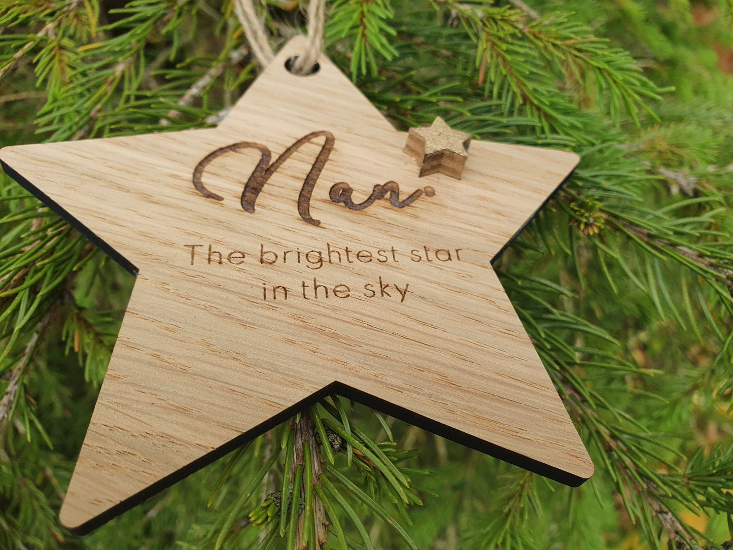 Personalised Brightest Star in the Sky Christmas Bauble - In Memory Of Wood Bauble - Memorial Christmas Tree Ornament