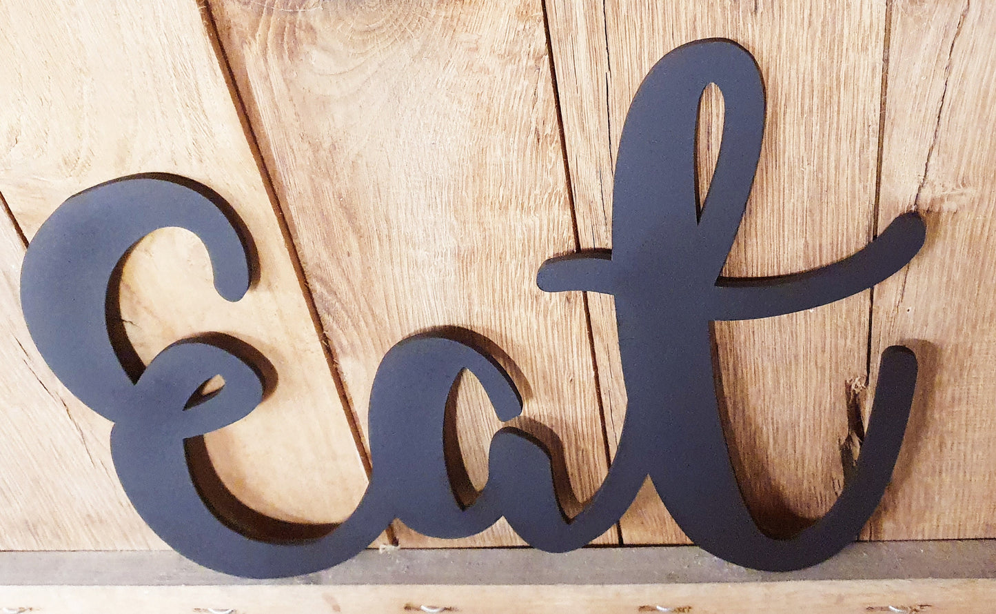 Eat Wood Sign - Large Wood Sign for Kitchen - Large Kitchen Wood Letters Sign - Eat Wood Letters for Dining Area - Range of Colours