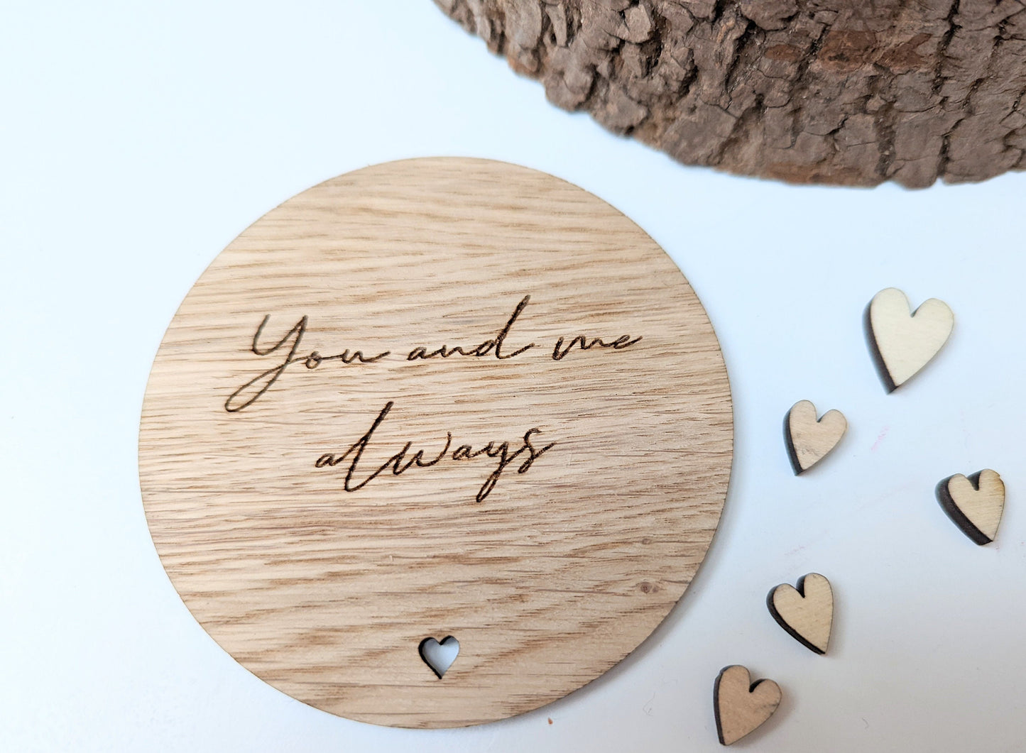 You and me always engraved wooden coaster, Gift for Her, Gift for Him, Coaster with Message You and Me Always