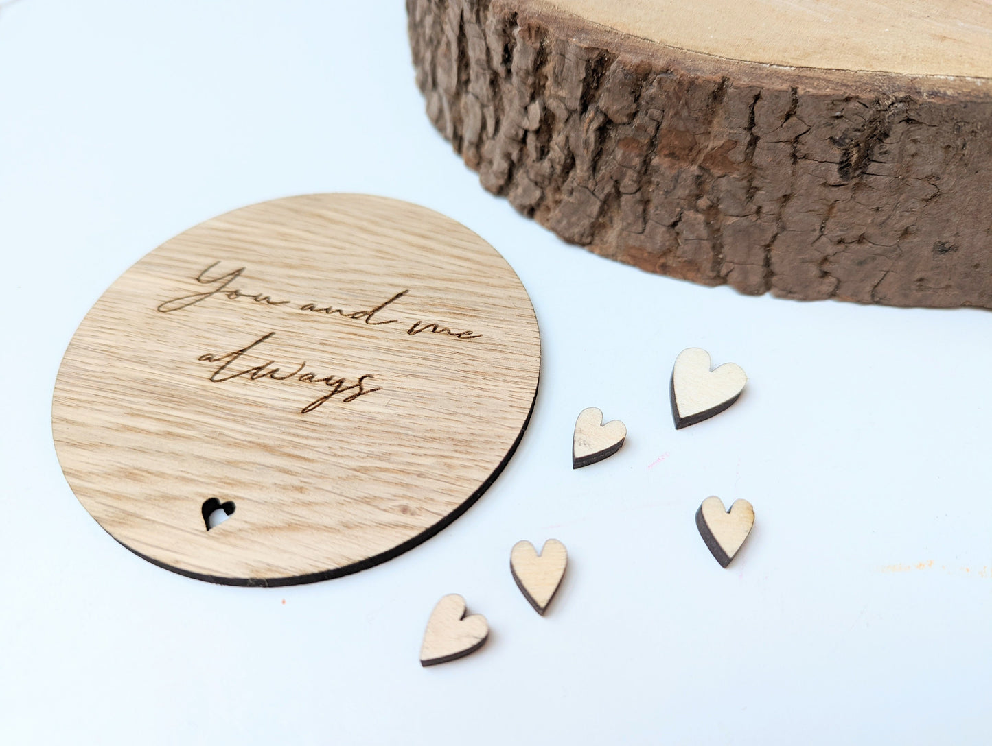 You and me always engraved wooden coaster, Gift for Her, Gift for Him, Coaster with Message You and Me Always