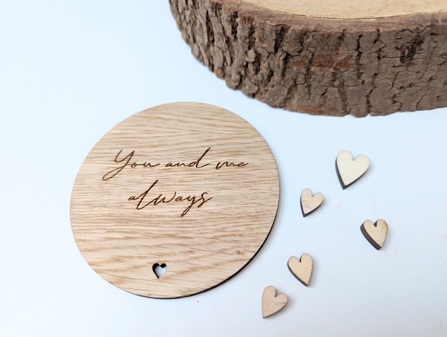 You and me always engraved wooden coaster, Gift for Her, Gift for Him, Coaster with Message You and Me Always