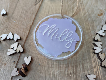 Modern Acrylic Name Places with Different Colour Splash Backs - Unique Personalised Acrylic Wedding Favours  - Wedding Titles