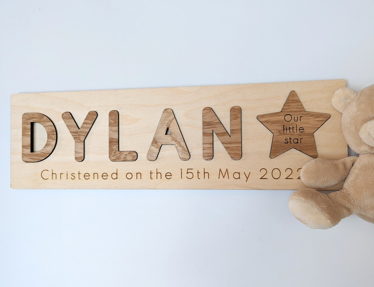 Personalised new baby gift. Christening gift for baby. Wooden puzzle for toddler. Rustic name puzzle board gift. Nursery name puzzle.