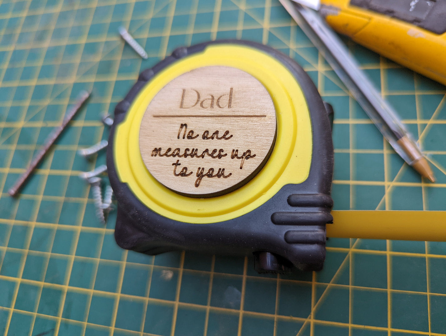 Dad no one measures up to you tape measure or Grandad no one measures up to you tape measure. Personalised tape measure for Father's Day