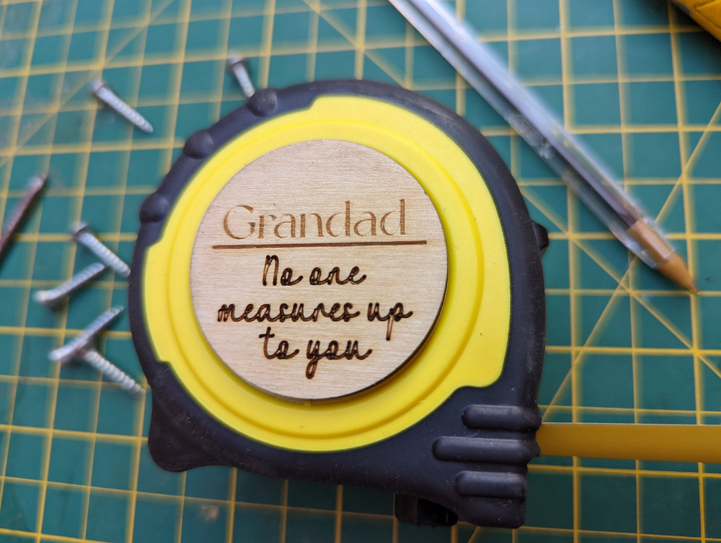 Dad no one measures up to you tape measure or Grandad no one measures up to you tape measure. Personalised tape measure for Father's Day