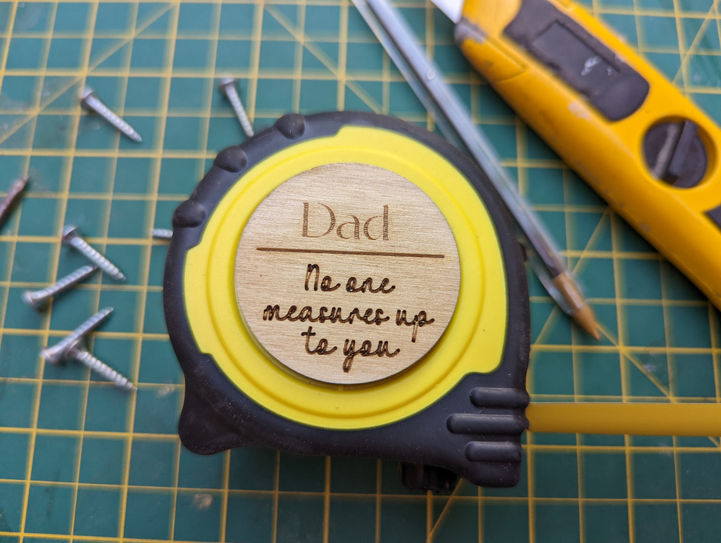 Dad no one measures up to you tape measure or Grandad no one measures up to you tape measure. Personalised tape measure for Father's Day