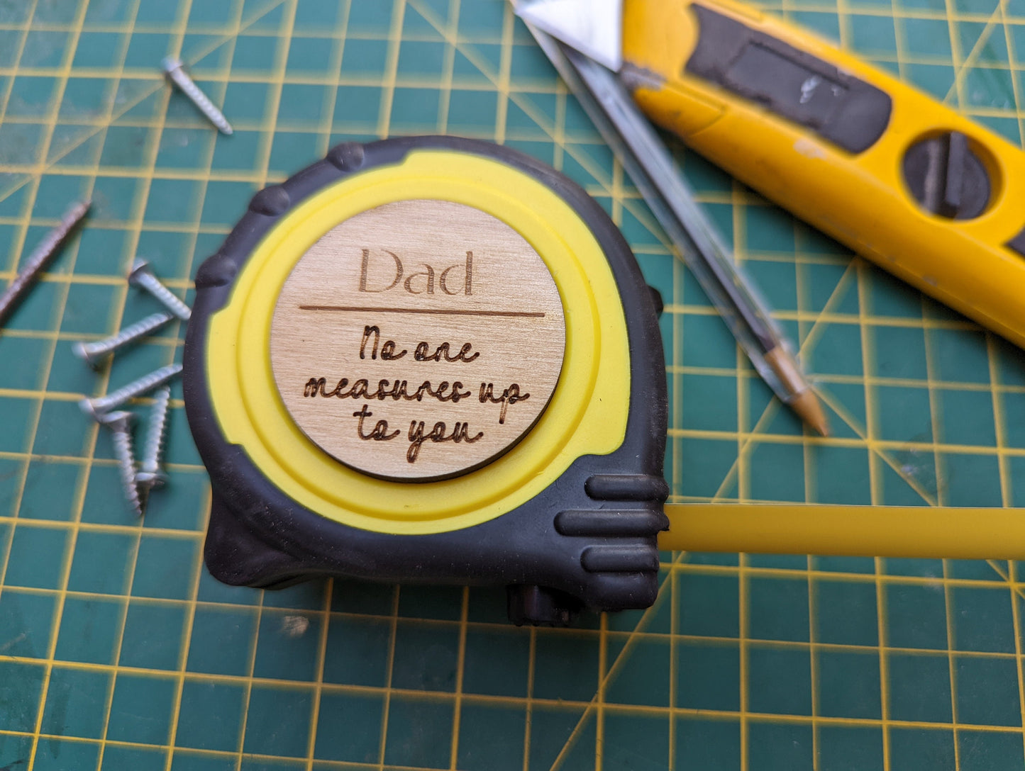 Dad no one measures up to you tape measure or Grandad no one measures up to you tape measure. Personalised tape measure for Father's Day