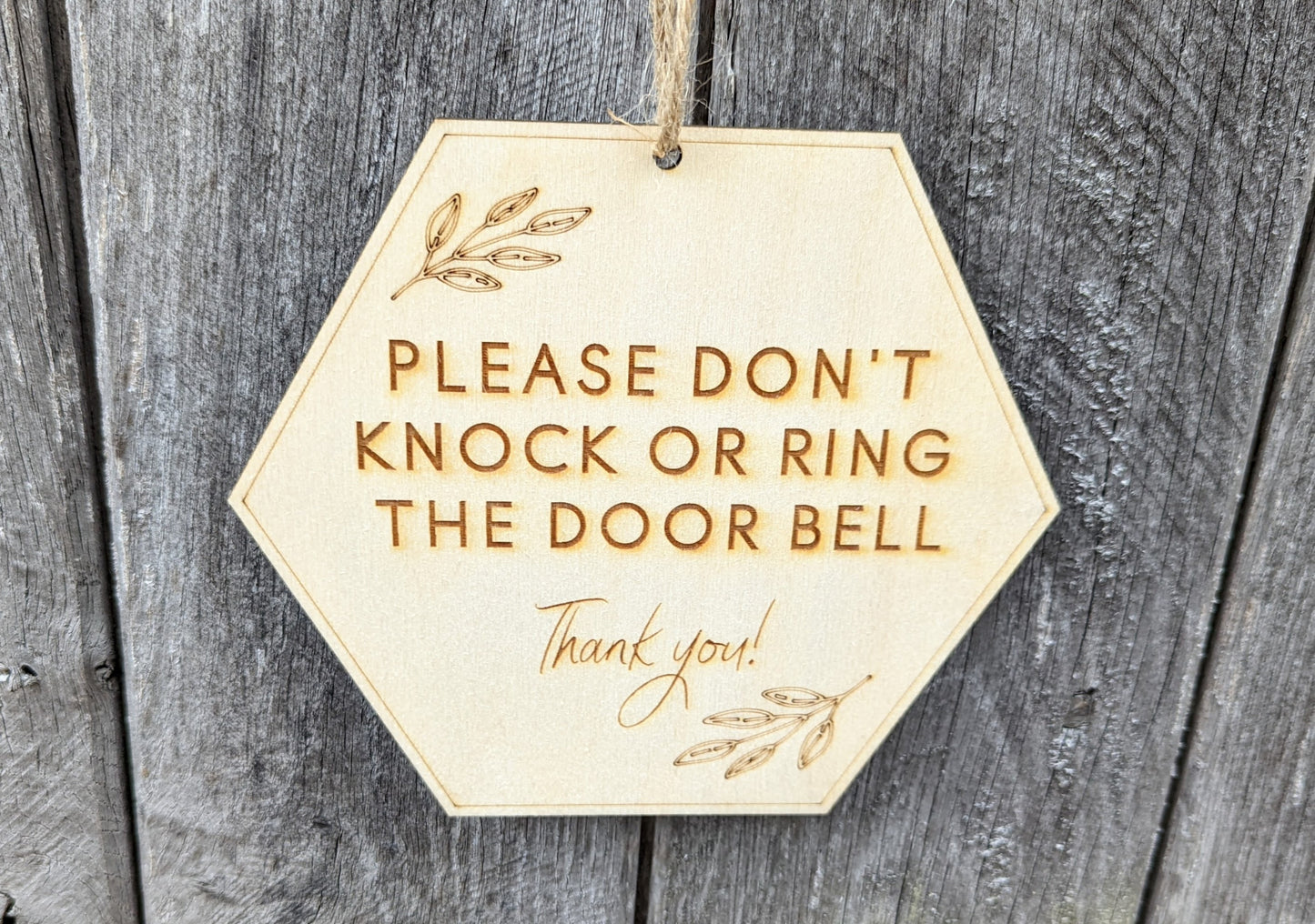 Wooden please don't knock or ring the doorbell sign. Please don't knock the door wood sign. Please don't ring the bell wood sign.