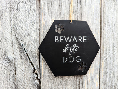 Beware of the dog sign large or small. Beware of the dogs door hanger. Dog warning sign. Beware of the dog gate sign. Acrylic engraved.