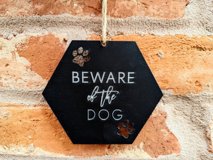 Beware of the dog sign large or small. Beware of the dogs door hanger. Dog warning sign. Beware of the dog gate sign. Acrylic engraved.