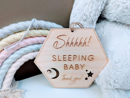 Shhhhh! Sleeping Baby Sign. Baby is Sleeping Door Hanger. Shhhhh! Don't Wake the Baby Sign. Baby Sleeping Door Sign. Baby Shower Gift.