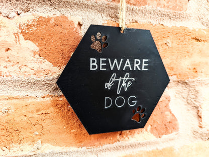 Beware of the dog sign large or small. Beware of the dogs door hanger. Dog warning sign. Beware of the dog gate sign. Acrylic engraved.