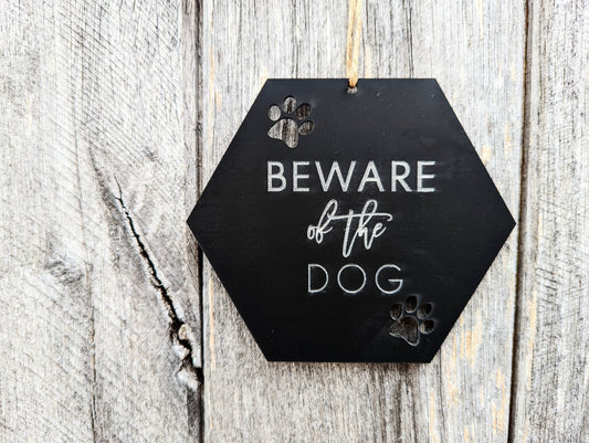 Beware of the dog sign large or small. Beware of the dogs door hanger. Dog warning sign. Beware of the dog gate sign. Acrylic engraved.