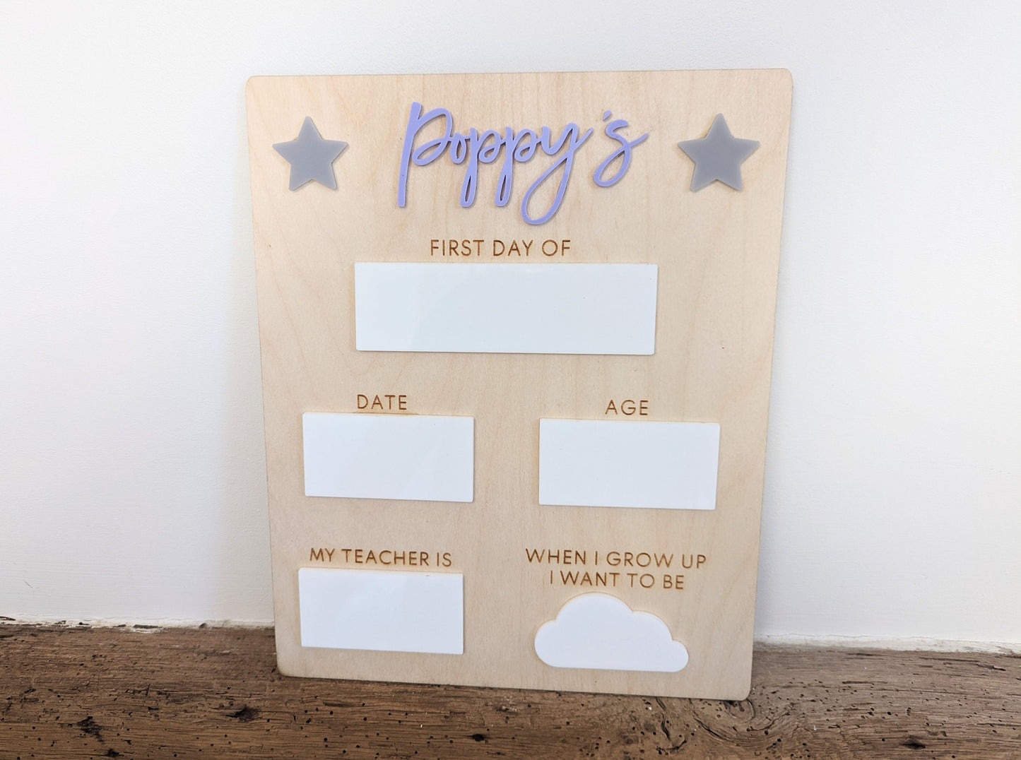 Starting school sign. First day of school photo board. Back to school sign. Sign for starting nursery, preschool or school.