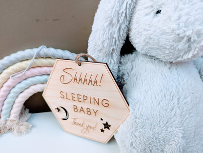 Shhhhh! Sleeping Baby Sign. Baby is Sleeping Door Hanger. Shhhhh! Don't Wake the Baby Sign. Baby Sleeping Door Sign. Baby Shower Gift.