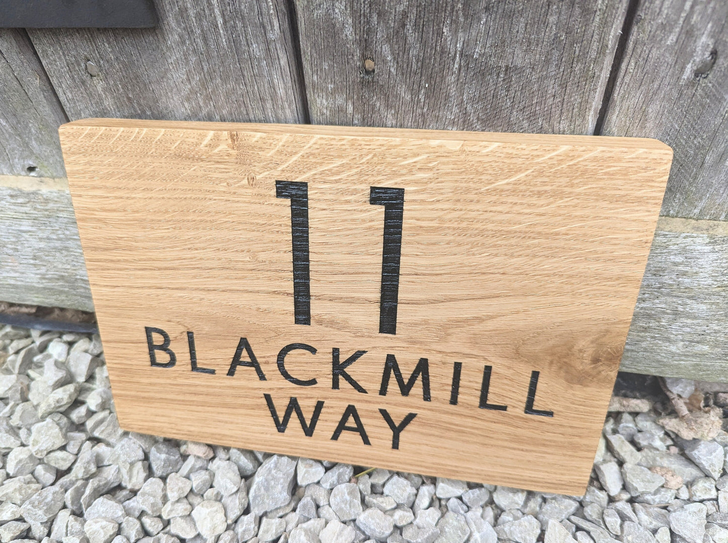 House Number and Street Oak Plaque. Engraved Address Oak Sign. Oak Engraved House Sign. Door Number Sign.