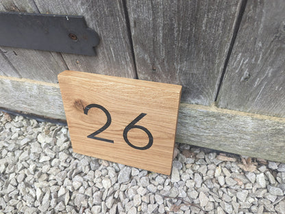 House Number Oak Sign. Engraved Address Oak Plaque. Oak Engraved House Sign. Door Number Sign.