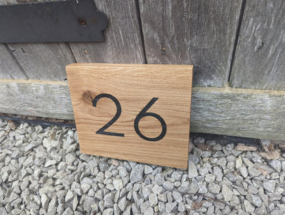 House Number Oak Sign. Engraved Address Oak Plaque. Oak Engraved House Sign. Door Number Sign.