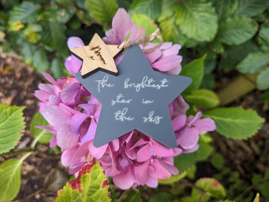 Brightest star in the sky sign. Personalised star keepsake. Personalised memorial keepsake. Keepsake for loved one. In memory of star.