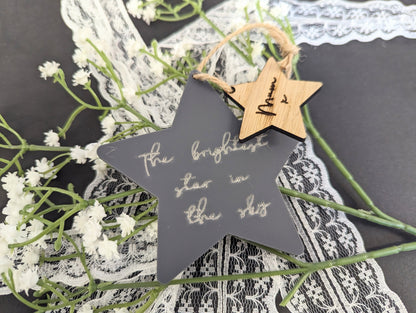 Brightest star in the sky sign. Personalised star keepsake. Personalised memorial keepsake. Keepsake for loved one. In memory of star.