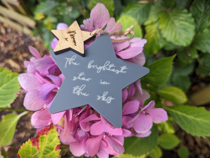 Brightest star in the sky sign. Personalised star keepsake. Personalised memorial keepsake. Keepsake for loved one. In memory of star.