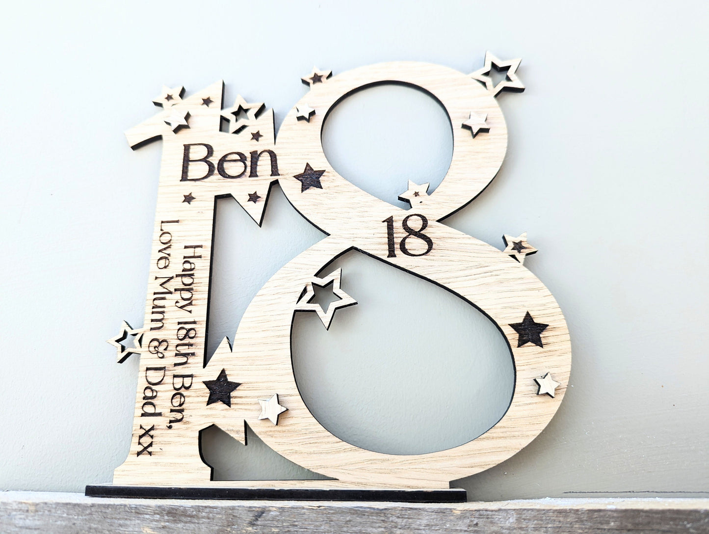 Personalised Special Birthday Number Plaque With Base - Gift for any Birthday, 16th  18th, 21st, 25th, 30th, 40th, 50th, 60th, 70th, 80th.