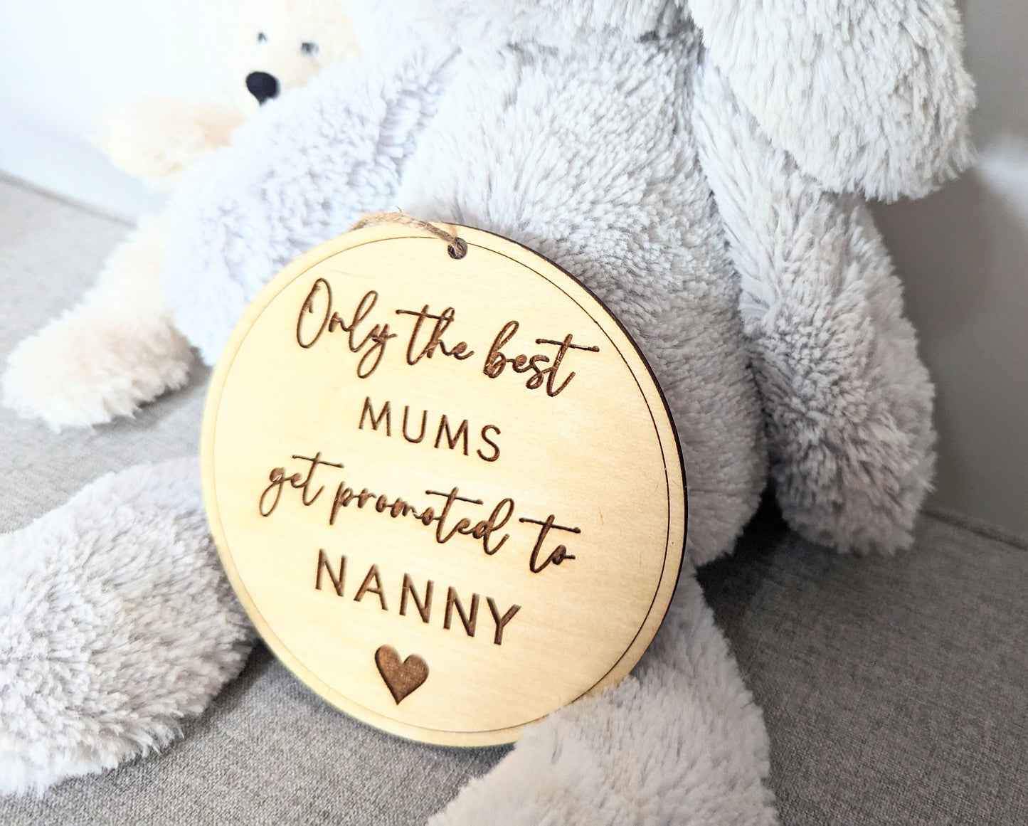 Only the best Mum's get promoted to Nanny sign. Wooden best Grandparents get promoted hanging sign. Gift for new Nanny's.