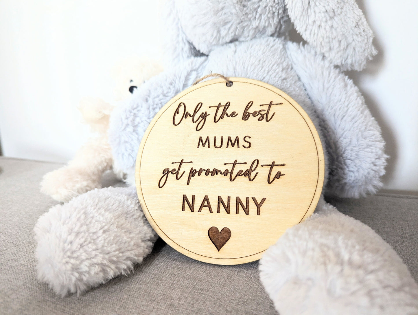 Only the best Mum's get promoted to Nanny sign. Wooden best Grandparents get promoted hanging sign. Gift for new Nanny's.