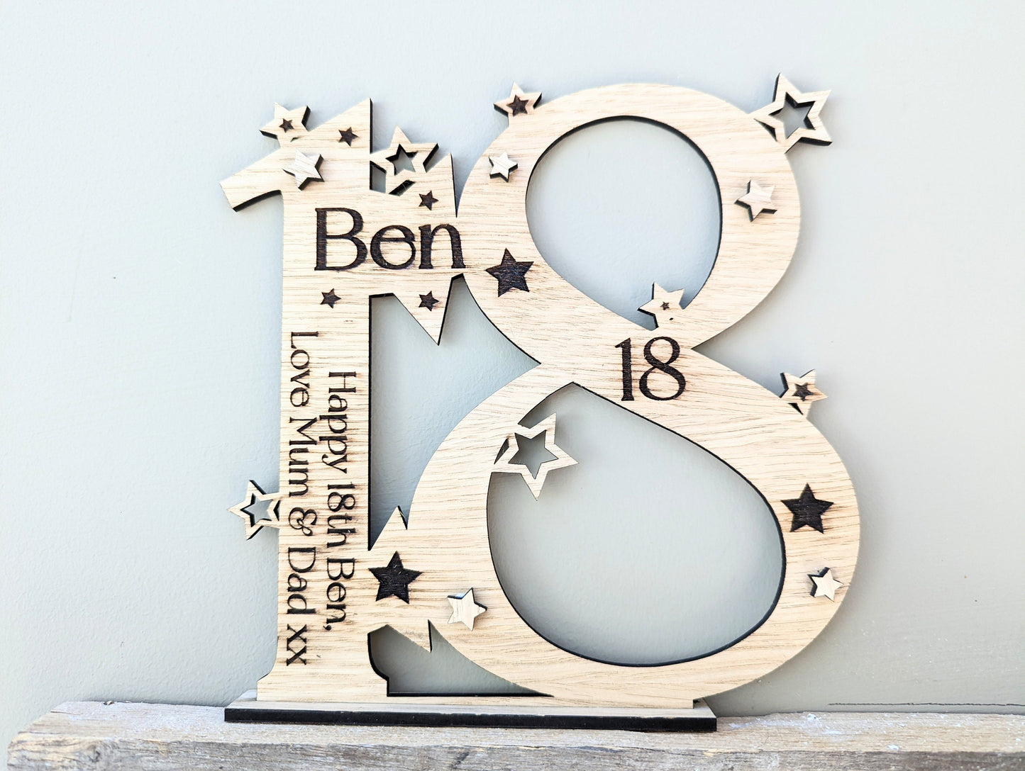 Personalised Special Birthday Number Plaque With Base - Gift for any Birthday, 16th  18th, 21st, 25th, 30th, 40th, 50th, 60th, 70th, 80th.